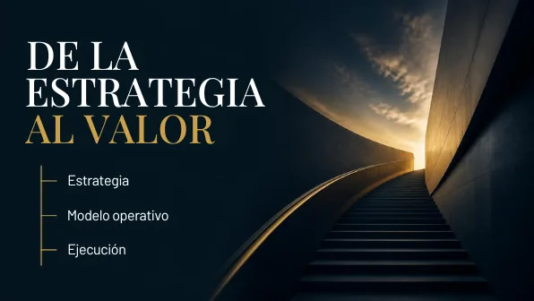 Escalera ascendente como metáfora de estrategia y ejecución